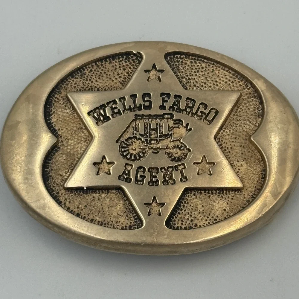 Vintage 1977 Wells Fargo‎ Agent 125th Anniversary Solid Brass Belt Buckle PP 146